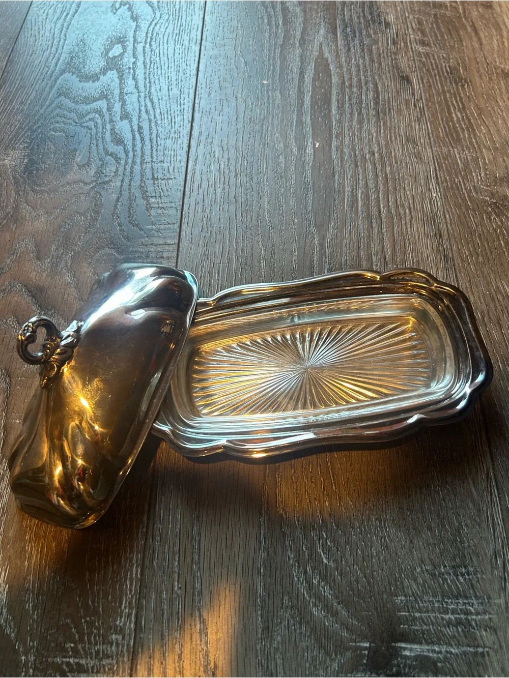 Vintage FB Rogers Silverplate Butter Dish with Glass Insert